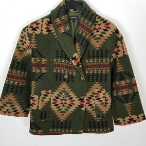 Driftwood Women Rowan Jacket Size S Aztec Olive Teepee  Button Front